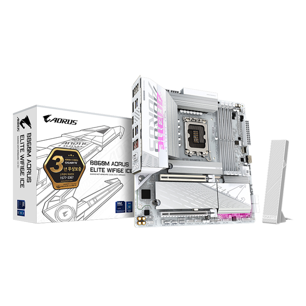 [기가바이트] B860M AORUS ELITE <b>WIFI6E ICE 화이트</b> (화이트) +